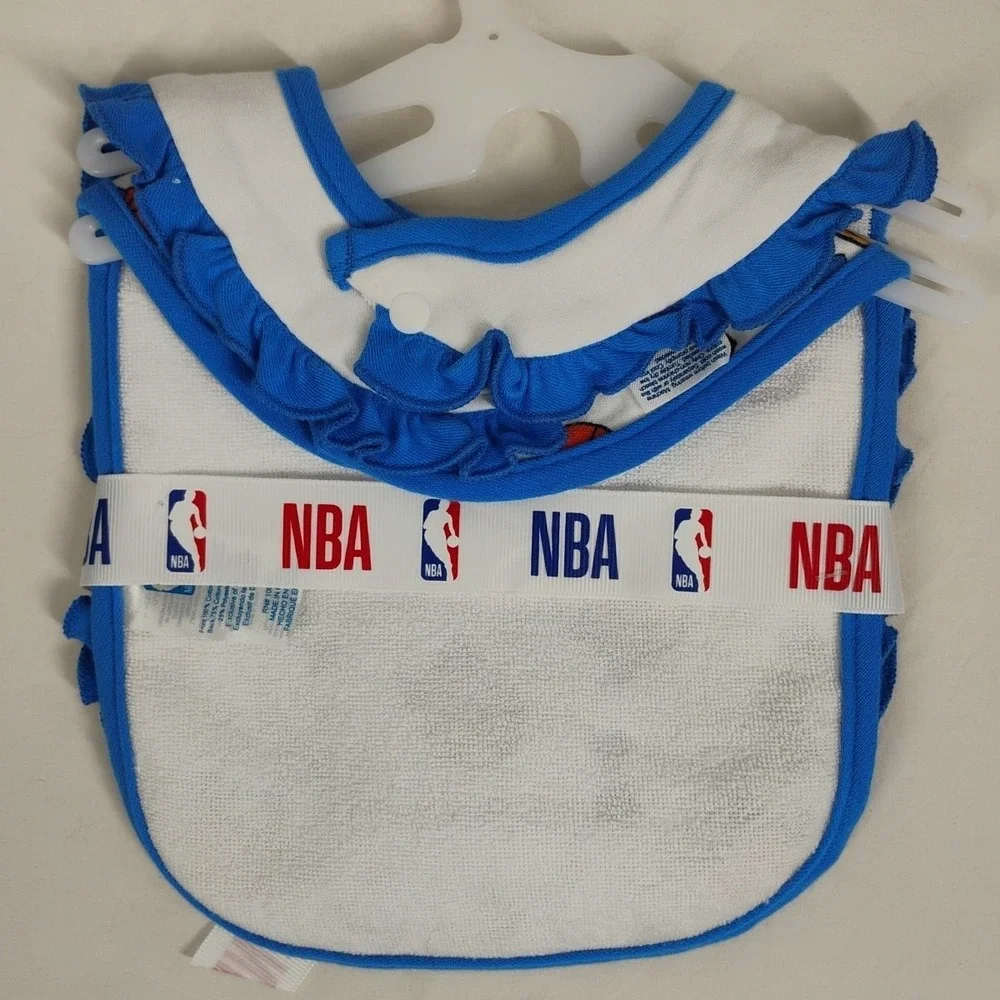 New NBA OKC Little Thunder Fan‎ Bows & Basketball Infant Baby Bib 2ct Oklahoma